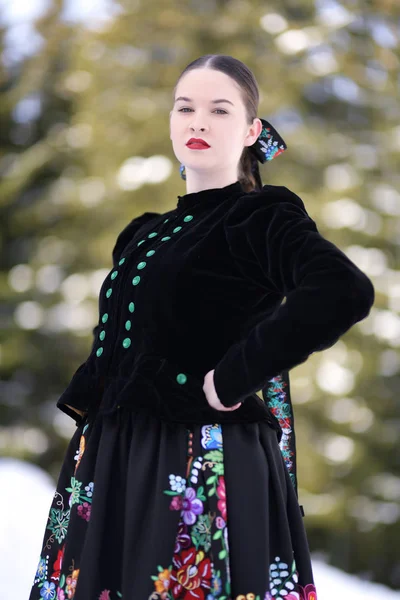 Словацького Фольклору Жінка Зимовий Період — стокове фото