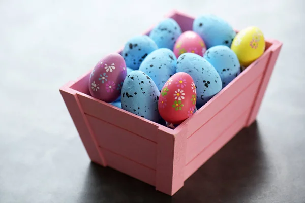 Quail Easter Eggs Pink Basket — Stock Photo, Image