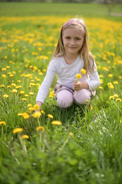 Portret Van Klein Meisje Buiten Zomer — Stockfoto