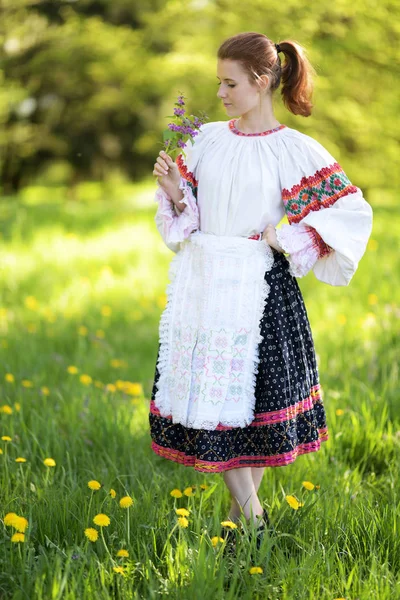 Schönes Mädchen Slowakischer Tracht — Stockfoto