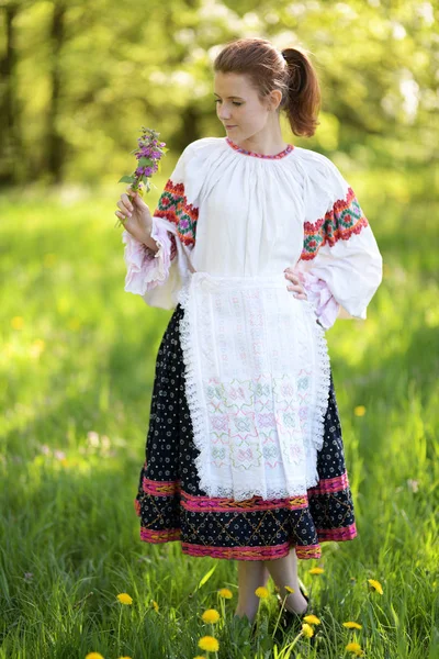 Bella Ragazza Abito Folklore Slovacco — Foto Stock