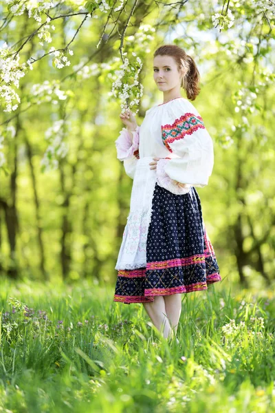 Hermosa Chica Vestido Folklore Eslovaco —  Fotos de Stock