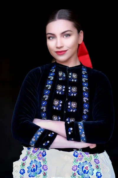 Young Beautiful Slovak Woman Traditional Costume — Stock Photo, Image