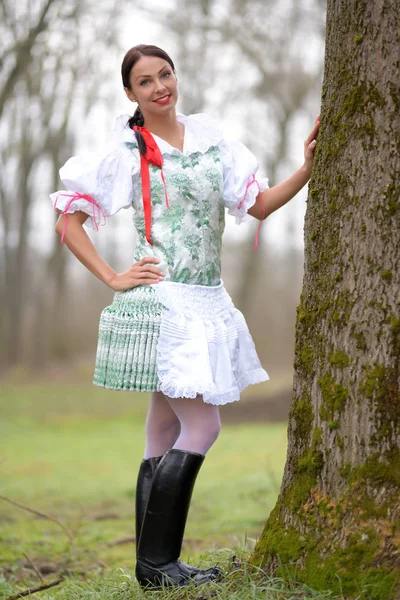 Junge Schöne Slowakin Traditioneller Tracht — Stockfoto