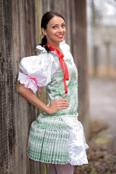 Joven Hermosa Eslovaca Traje Tradicional —  Fotos de Stock