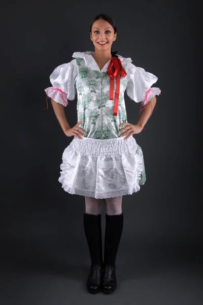 Junge Schöne Slowakin Traditioneller Tracht — Stockfoto