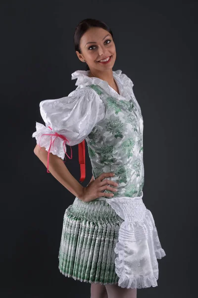 Young Beautiful Slovak Woman Traditional Costume — Stock Photo, Image