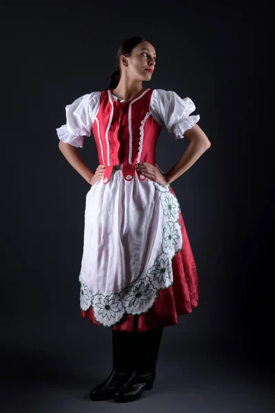 Jeune Belle Femme Slovaque Costume Traditionnel — Photo