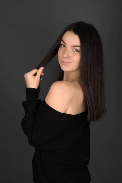 Sexy Jong Brunette Vrouw Studio — Stockfoto