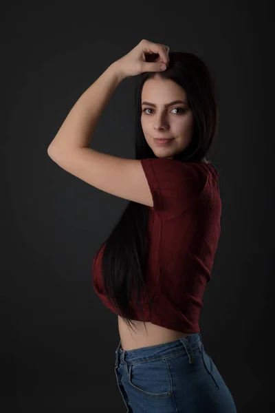 Sexy Jovem Mulher Estúdio — Fotografia de Stock