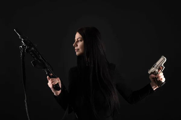 Mulher Sexy Com Arma — Fotografia de Stock