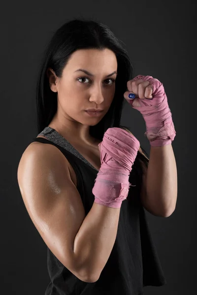 Sexy Menina Formação Ginásio Envolvido Boxe — Fotografia de Stock