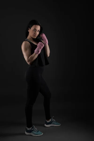 Sexy Girl Training Gym Engaged Boxing — Stock Photo, Image