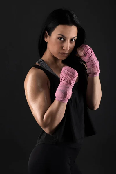 Sexy Girl Training Gym Engaged Boxing — Stock Photo, Image