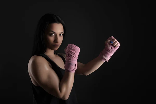 Sexy Girl Training Gym Engaged Boxing — Stock Photo, Image