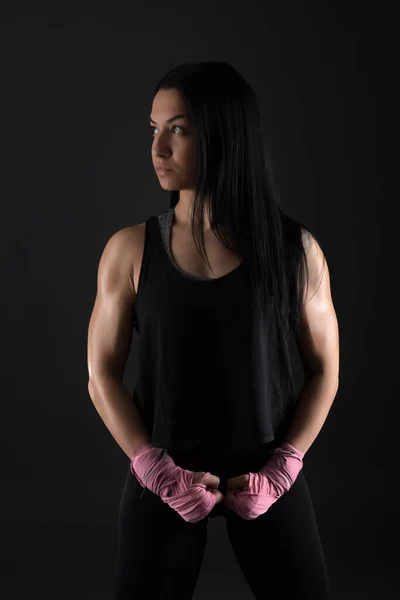 Sexy Menina Formação Ginásio Envolvido Boxe — Fotografia de Stock