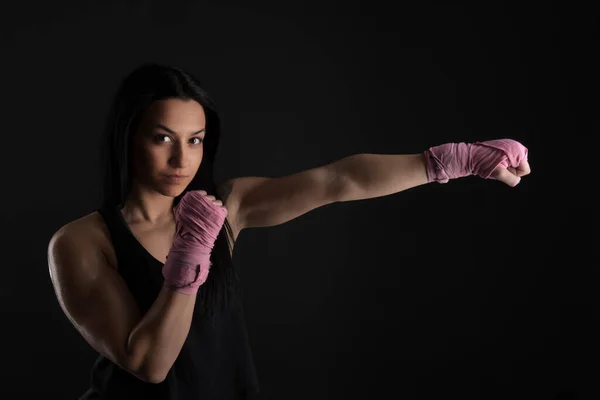 Sexy Menina Formação Ginásio Envolvido Boxe — Fotografia de Stock