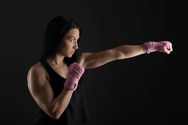 Sexy Chica Entrenamiento Gimnasio Comprometido Boxeo — Foto de Stock