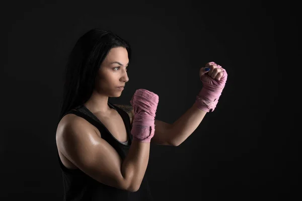 Sexy Menina Formação Ginásio Envolvido Boxe — Fotografia de Stock