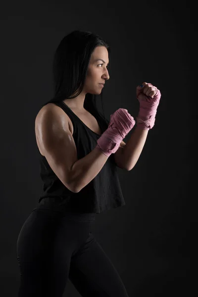 Sexy Chica Entrenamiento Gimnasio Comprometido Boxeo —  Fotos de Stock