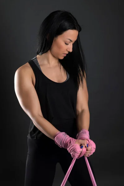 Sexy Fitness Girl Athletic Girl Doing Exercise — Stock Photo, Image