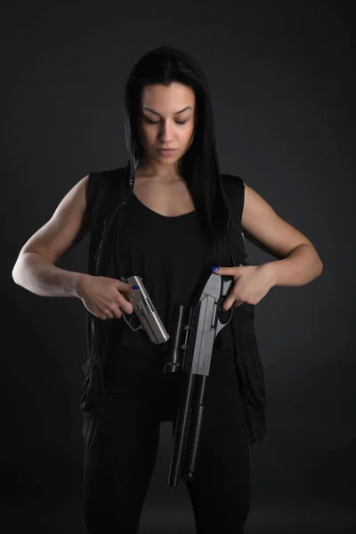 Sexy Kobieta Pistolet — Zdjęcie stockowe
