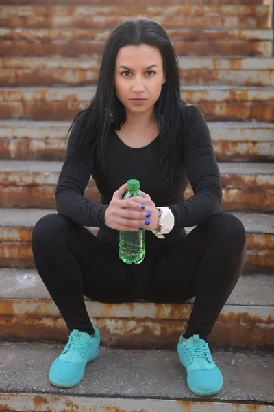 Sexy Fitness Girl Athletic Girl Doing Exercise — Stock Photo, Image