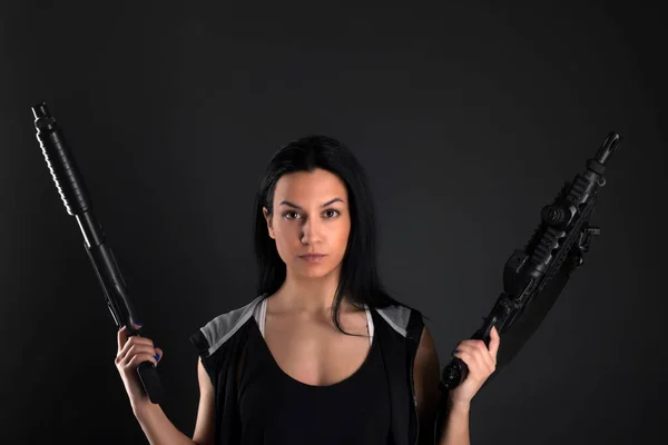 Sexy Woman Gun — Stock Photo, Image