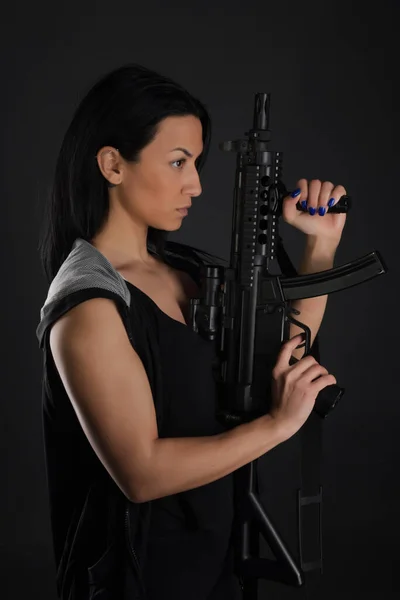 Mulher Sexy Com Arma — Fotografia de Stock