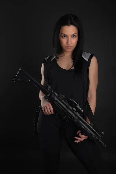 Femme Sexy Avec Pistolet — Photo