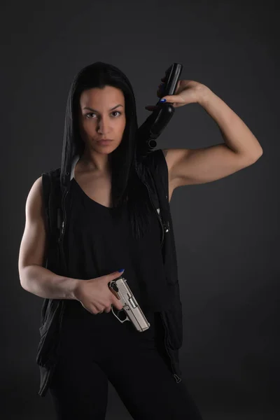 Mujer Sexy Con Pistola — Foto de Stock