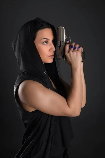 Sexy Woman Gun — Stock Photo, Image