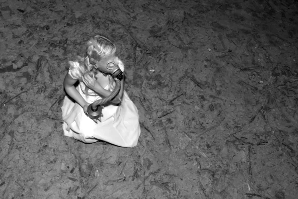 stock image bride with gas mask