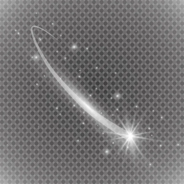 Scintillante stella polvere traccia scintillanti particelle su sfondo trasparente. Coda di cometa spaziale. Illustrazione di moda glamour vettoriale . — Vettoriale Stock