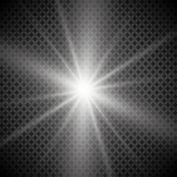 Explosión de explosión de luz blanca brillante con transparente. Ilustración vectorial para una decoración de efecto fresco con destellos de rayos. Una estrella brillante. Brillo gradiente de brillo transparente, destello brillante. Textura brillante. — Vector de stock