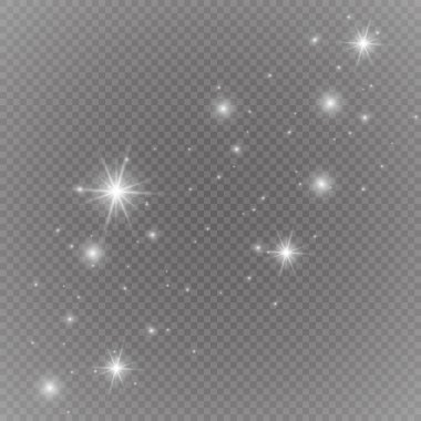 Şeffaf beyaz parlayan ışık patlaması. Işın parıltılarıyla serin efekt dekorasyonu için vektör illüstrasyonu. Parlak yıldız. Şeffaf parlak parlak parıltı, parlak alevler. Parlak desen.