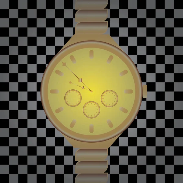 Золотий годинник на чорному квадратному фоні . — стоковий вектор