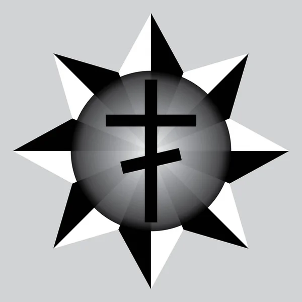 Stella bianca nera su sfondo grigio — Vettoriale Stock