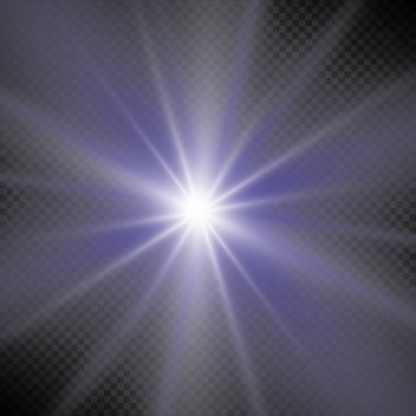 Şeffaflık, izole siyah arka plan vektör ile parlayan ışık efektleri kümesi. Parlama, ışınları, yıldız.