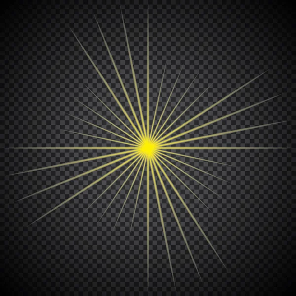 Set van gloeiend licht effecten met transparantie, geïsoleerd op zwarte achtergrond vector. Schittering, stralen, sterren. — Stockvector