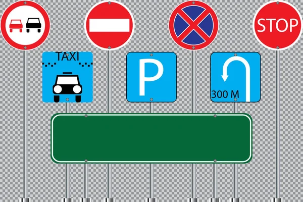 Verkeerstekens geïsoleerd op transparante achtergrond. Vectorillustratie. — Stockvector