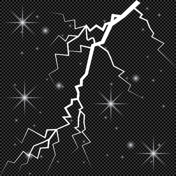 Set van de geïsoleerde realistische bliksemschichten met transparantie voor design. Thunder-storm en bliksemschichten. Magie en heldere lichteffecten. Natuurlijke effecten — Stockvector