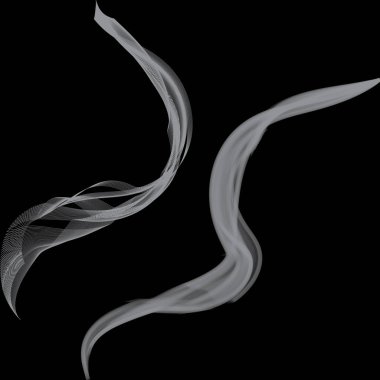 İzole edilmiş gerçekçi sigara dumanı dalgaları.