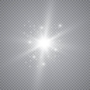 Saydam bir arka plan üzerinde izole ışıkları parlayan kümesi. Flaş ışınları ve bir projektör ile yanıp söner. Işık efekti kızdırma. Sparkles ile yıldızı parladı.