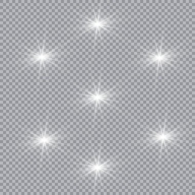 Saydam bir arka plan üzerinde izole ışıkları parlayan kümesi. Flaş ışınları ve bir projektör ile yanıp söner. Işık efekti kızdırma. Sparkles ile yıldızı parladı.