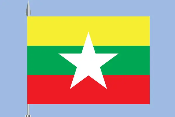 原始和简单缅甸或缅甸国旗孤立的向量在官方颜色和比例正确的缅甸或缅甸是东盟经济共同体 (Aec 的成员) — 图库矢量图片