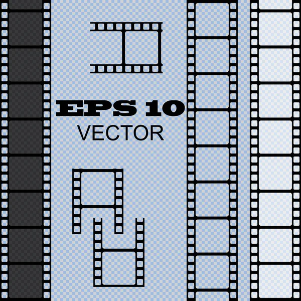 Conjunto de tira de película vectorial aislada sobre fondo transparente. — Archivo Imágenes Vectoriales