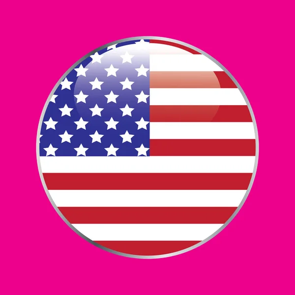 ベクトル-アメリカ合衆国国旗光沢ボタン — ストックベクタ