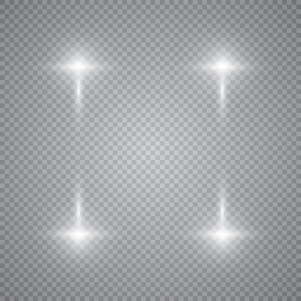 Λευκό λαμπερό φως έκρηξη έκρηξη με διαφανή. Εικονογράφηση διάνυσμα για δροσερό αποτέλεσμα διακόσμηση με λάμψη ακτίνων. Λαμπρό αστέρι. Διαφανής λάμψη, φωτεινή λάμψη. Γυαλιστερή υφή. — Διανυσματικό Αρχείο