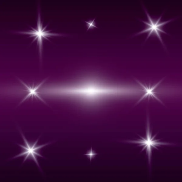 Licht. Konzertbeleuchtung auf violettem Hintergrund. — Stockvektor